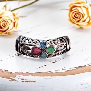 Vintage Artisan Sterling Silver Filigree Slider Pendant 925 1.60”